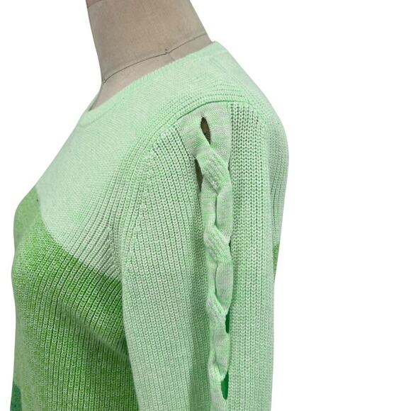 Lilly Pulitzer Cortina Sweater‎ Cut Out Sleeves Knit Ombre Green Size Large - Picture 7 of 14